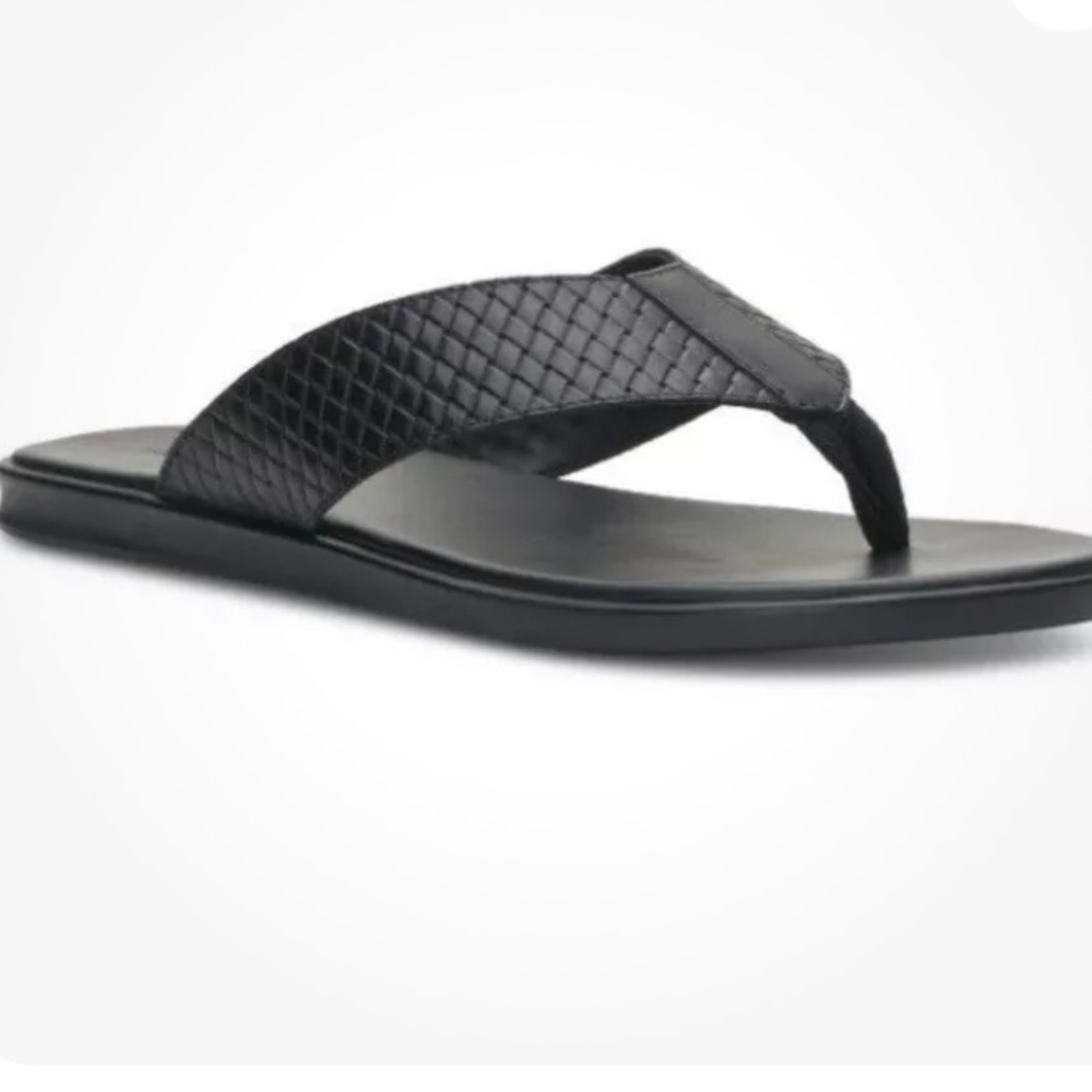 Vince Camuto Men’s Black Waylyn Woven Leather Upper Flip Flop Sandal NEW NIB - Picture 8 of 9